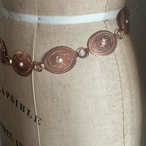 Vintage-Inspired Copper Oval Link Belt with Stone Accents